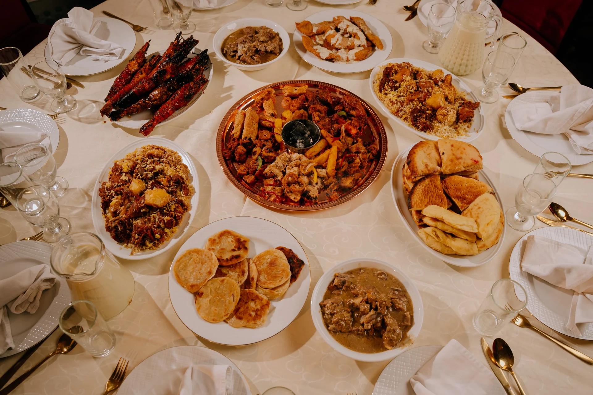 Elegant catered banquet table